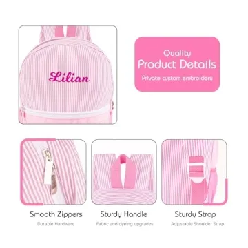 Personalized Toddler Backpack for Girls 5-9 Seersucker