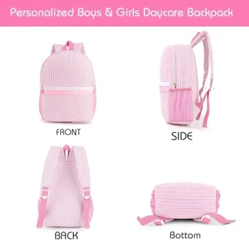 Personalized Toddler Backpack for Girls 5-9 Seersucker