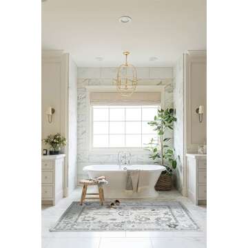 Cream Beige Oushak Rug, Modern Small Rugs, Vintage, Turkish, Eclectic, Floral, Pastel, Washable, Door Mat, Doormat for Indoor Entrance, Entryway, Kitchen, Bathroom, Bedroom, Laundry, 2'x3'