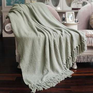 Luxurious Home Soft Things Silver Knitted Tweed Throw Blanket for Year-Round Comfort