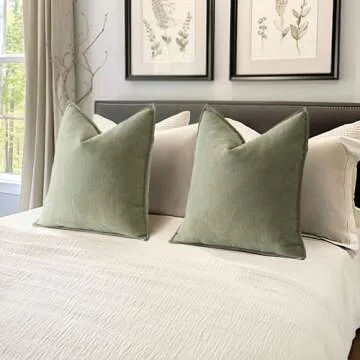 MIULEE Soft Chenille Sage Green Pillow Covers 20x20