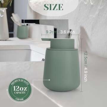 INGOFIN Ceramic Lotion Dispenser - 12oz Refillable Hand Soap Dispenser Bathroom, Modern Liquid Soap ...