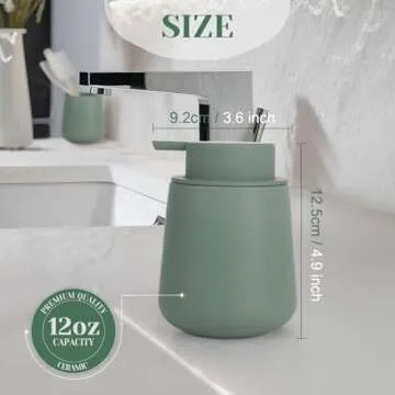 INGOFIN Ceramic Lotion Dispenser - 12oz Refillable Hand Soap Dispenser Bathroom, Modern Liquid Soap ...