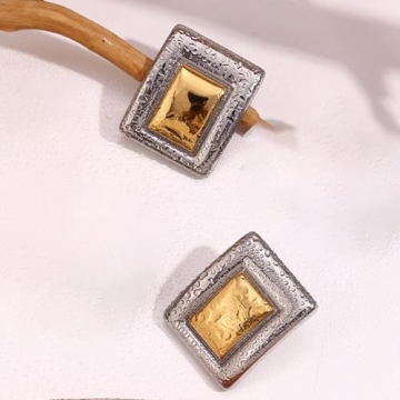 Trendy Chunky Gold Rectangle Earrings for Women