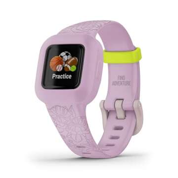 Garmin vívofit jr. 3 – Interactive Fitness Tracker for Kids, Swim-Friendly, Lilac Floral