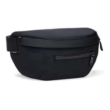 Pander Neoprene Fanny Pack 3 Pockets Waist Bag for Men & Women Fashion Water Resistant Hip Bum Bag with Adjustable Belt for Running Travel Hiking Workout Sports (Black, One Size)