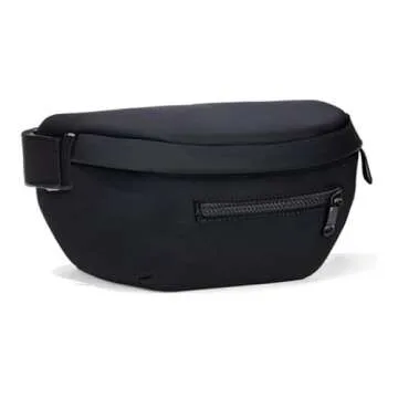 Pander Neoprene Fanny Pack 3 Pockets Waist Bag for Men & Women Fashion Water Resistant Hip Bum Bag with Adjustable Belt for Running Travel Hiking Workout Sports (Black, One Size)