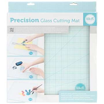 We R Memory Keepers Glass Cutting Mat, White, Sturdy Craft Work Surface, Easy Cleanup, Measuring, Draw Straight Lines, Good for Polymer Clay, Ink, Paint, Card Making, Paper Cutting, and More