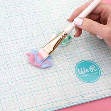 We R Memory Keepers Glass Cutting Mat, White, Sturdy Craft Work Surface, Easy Cleanup, Measuring, Draw Straight Lines, Good for Polymer Clay, Ink, Paint, Card Making, Paper Cutting, and More