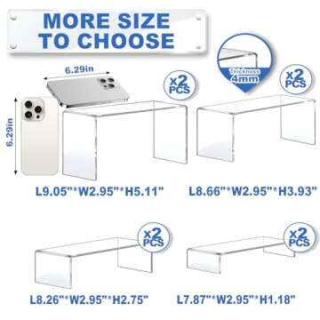 Aheroi Large Acrylic Risers, 8 Pcs 2 Set(7”L~8”L~9”L) Acrylic Display Set Rectangular Stands S...