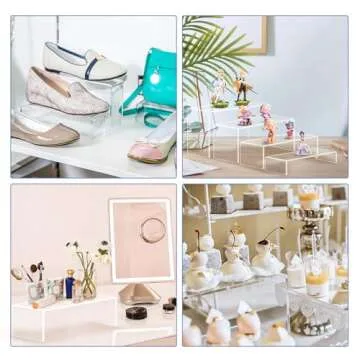 Aheroi Large Acrylic Risers, 8 Pcs 2 Set(7”L~8”L~9”L) Acrylic Display Set Rectangular Stands Shelf Clear Display Risers for Decor, Cake Shelves Retail Shoe Showcase
