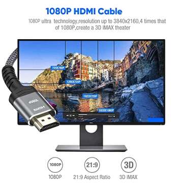 Highwings 30FT HDMI Cable 18Gbps Durable Connection