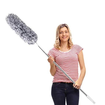 DELUX Microfiber Feather Duster Extendable Duster with 100 inches Extra Long Pole, Bendable Head & L...