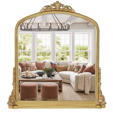 Decor Trends Traditional Ornate Arched Wall Mirror - Vintage Gold Framed Beauty