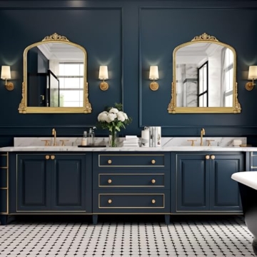 Traditional Ornate Arched Wall Mirror - Gold Frame Elegance