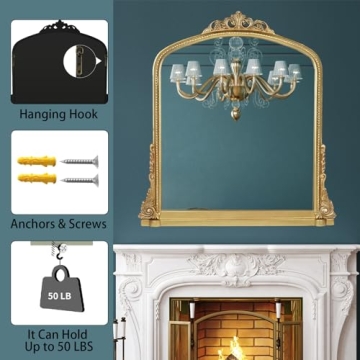 Traditional Ornate Arched Wall Mirror - Gold Frame Elegance