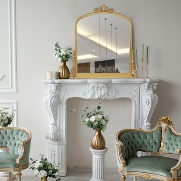 Traditional Ornate Arched Wall Mirror - Gold Frame Elegance