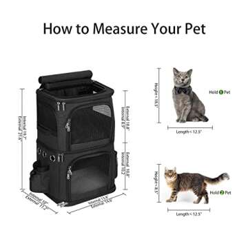 HOVONO Double-Compartment Pet Carrier Backpack for Small Cats and Dogs, Cat Travel Carrier for 2 Cat...