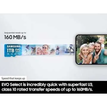 Samsung EVO Select microSD Card 512GB Up to 160 MB/s for All Devices