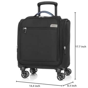 Verage Carry On Underseat Luggage with Wheels & USB Port, 14 Inch Wheeled Spinner Bag Carry-on Luggages for Airlines, Lightweight Suitcase Men Women, Pilots and Crew (14-Inch Compact)