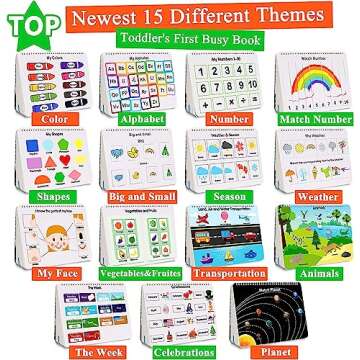 HAN-MM Busy Book for Kids, Montessori Preschool Learning Activities, 30 Themes with 8 Marker, Workbook Activity Binder for Toddlers 1-3, Autism Learning Materials and Tracing Coloring Book, BusyTots