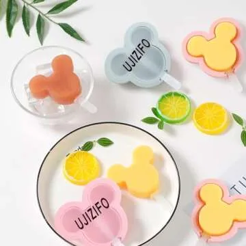 Silicone Popsicle Molds, Cute Ice Pop Molds Reusable Cake Pop Mold Set with Lid Popsicle Sticks, Easy Release BPA Free Cartoon Ice Cream Mold for Kids