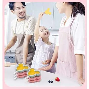 Silicone Popsicle Molds, Cute Ice Pop Molds Reusable Cake Pop Mold Set with Lid Popsicle Sticks, Easy Release BPA Free Cartoon Ice Cream Mold for Kids