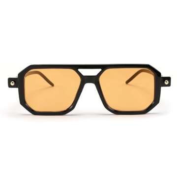 FEISEDY Vintage Square 70s Flat Aviator Sunglasses Women Men Classic Retro Stylish Frame UV400 Sungl...