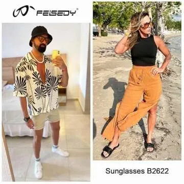 FEISEDY Vintage Square 70s Aviator Sunglasses for All