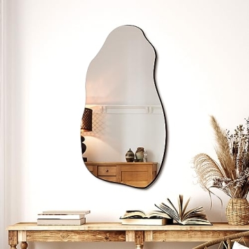 TRAHOME Modern Asymmetrical Wall Mirror HD Floating Glass
