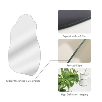 TRAHOME Modern Asymmetrical Wall Mirror HD Floating Glass