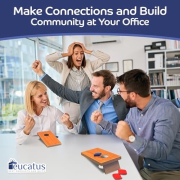 Super Fun, Portable Mini Desktop Cornhole Set of 2. Coated Wood Boards with 4 Red 4 Blue Bags. Gift for Students, Office Employees or Work from Home. Simple Easy Tabletop Game for Groups or Solo!