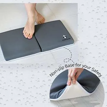 Cuddling Baby Bath Kneeler and Elbow Rest Pad Set - 2PC Premium Baby Bath Mat Set - Non-Slip Kneeling Pad with Storage Pockets - Machine Washable, Durable Foam Pad Bundle - Gray