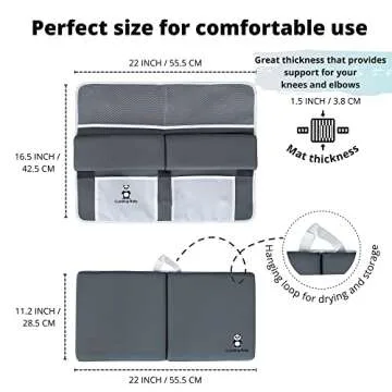 Cuddling Baby Bath Kneeler and Elbow Rest Pad Set - 2PC Premium Baby Bath Mat Set - Non-Slip Kneeling Pad with Storage Pockets - Machine Washable, Durable Foam Pad Bundle - Gray