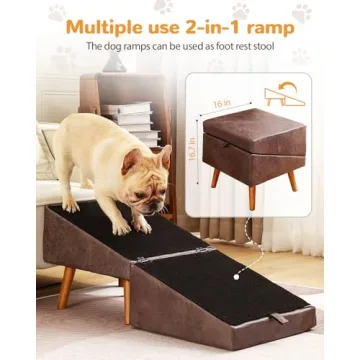 Stylish Foldable Dog Ramp for Small Pets - Two-in-One Solution
