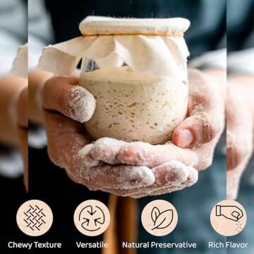 Living Dough - 233 Year Old San Francisco Sourdough Starter Culture - Active & Live Organic Sourdough Starter for Baking - For Artisanal Bread, Pizza Dough, Waffles & More