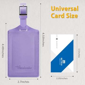 Travelambo Luggage Tags for Suitcases Faux Leather Privacy Protection 2 Pack Bag Tags Travel Accesso...