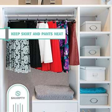 Sharpty Pant & Skirt Hangers - Closet Hangers for Shorts, Shirts, Jeans, Dresses, Slacks, Coats, Clothes, Clothing, Garments & More - Durable, Space Saving & Non-Slip, Black - 25 Pack