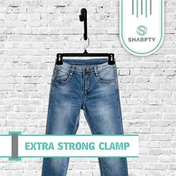 Sharpty Pant & Skirt Hangers - Closet Hangers for Shorts, Shirts, Jeans, Dresses, Slacks, Coats, Clothes, Clothing, Garments & More - Durable, Space Saving & Non-Slip, Black - 25 Pack