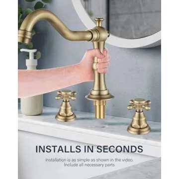 𝐕𝐨𝐭𝐚𝐦𝐮𝐭𝐚 𝐁𝐚𝐭𝐡𝐫𝐨𝐨𝐦 𝐒𝐢𝐧𝐤 𝐅𝐚𝐮𝐜𝐞𝐭 Antique Brass Bathroom Faucets for Sink 3 Hole 8 Inch Widespread Bathroom Faucet 2 Handles Faucet for Bathroom Sink with Pop Up Drain
