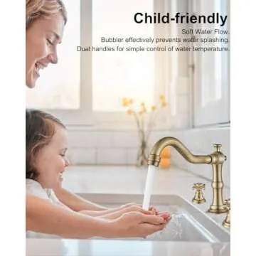 𝐕𝐨𝐭𝐚𝐦𝐮𝐭𝐚 𝐁𝐚𝐭𝐡𝐫𝐨𝐨𝐦 𝐒𝐢𝐧𝐤 𝐅𝐚𝐮𝐜𝐞𝐭 Antique Brass Bathroom Faucets for Sink 3 Hole 8 Inch Widespread Bathroom Faucet 2 Handles Faucet for Bathroom Sink with Pop Up Drain