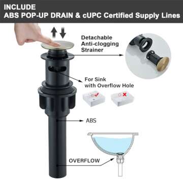 𝐕𝐨𝐭𝐚𝐦𝐮𝐭𝐚 𝐁𝐚𝐭𝐡𝐫𝐨𝐨𝐦 𝐒𝐢𝐧𝐤 𝐅𝐚𝐮𝐜𝐞𝐭 Antique Brass Bathroom Faucets for Sink 3 Hole 8 Inch Widespread Bathroom Faucet 2 Handles Faucet for Bathroom Sink with Pop Up Drain