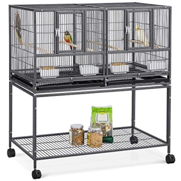Yaheetech 41.5" Stackable Divided Breeder Breeding Parakeet Bird Cage for Canaries Cockatiels Lovebi...
