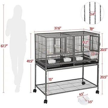 Yaheetech Divided Bird Cage with Rolling Stand for Small Birds