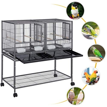 Yaheetech Divided Bird Cage with Rolling Stand for Small Birds