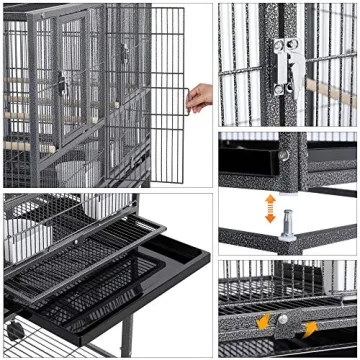 Yaheetech Divided Bird Cage with Rolling Stand for Small Birds