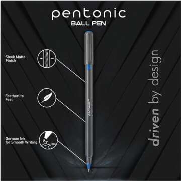 Linc Pentonic Premium Ball Point Pen 1.0 mm – Assorted Colors, Featherlite Feel & No Smudge Writin...