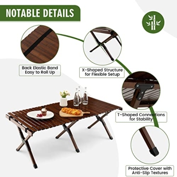 COSTWAY Portable Picnic Table, Perfect for 4-6 People