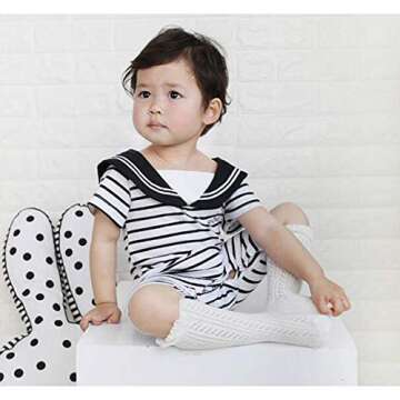 ACTLATI Baby Girls Knee High Socks Hollow Out Anti-skid Knitting Stockings Suitable for 0-2 Years Infants Toddlers