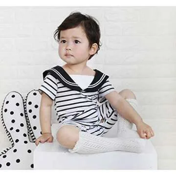 ACTLATI Baby Girls Knee High Socks Hollow Out Anti-skid Knitting Stockings Suitable for 0-2 Years Infants Toddlers